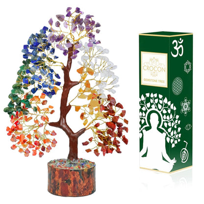 Crocon® The Original 7 Chakra Crystal Tree of Life, Birthday Gifts for Women & Men | Healing Crystals, House Office Decor Tree - Sister, Gifts for Mom, Her House Warming Gift | Women Unique Gift Idea