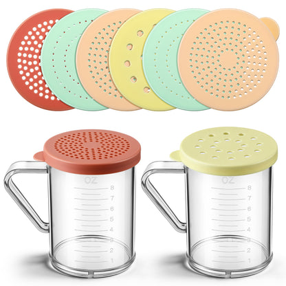 Dredge with Snap Lid, Seasoning Sugar Spice Shaker with Interchangeable Lids – 10 OZ Clear Spice Dredge for Cinnamon Sugar, Parmesan Cheese, Pepper, Dishwasher Safe(10 Pcs)