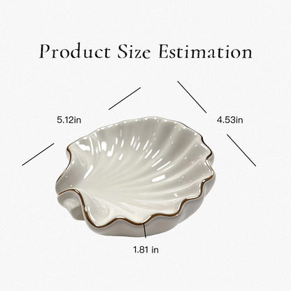 Shell Soap Dish,Ceramic Soap Dishes for Bar Soap – Decorative Bathroom Accessory with Gold Trim, Non-Slip Design, Easy to Clean, Ideal for Shower, Vanity, and Kitchen Sink Use