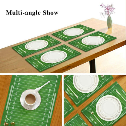 Bardic Set of 1 Washable Placemat American Football Field Pattern Table Mats 18x12 Inch Heat Resistant Non Slip Place Mats for Kitchen Dining Table
