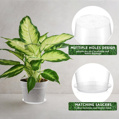 Baderke 3 Pack Clear Nursery Pot Plastic Nursery Pot Large Plant with Drainage Holes for Root Health Indoor Outdoor (9.25 Inches,9.65 Inches,11.65 Inch)