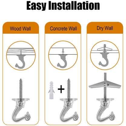 Omytie 12 Ft Heavy Duty Hanging Chain Kit with Connection Locks & Swag Ceiling Hooks for Lighting Fixture, Chandelier, Pendant, Lantern, Swag Lamp, Plant/Flower/Fruit Basket, Bird Feeder (Chrome)