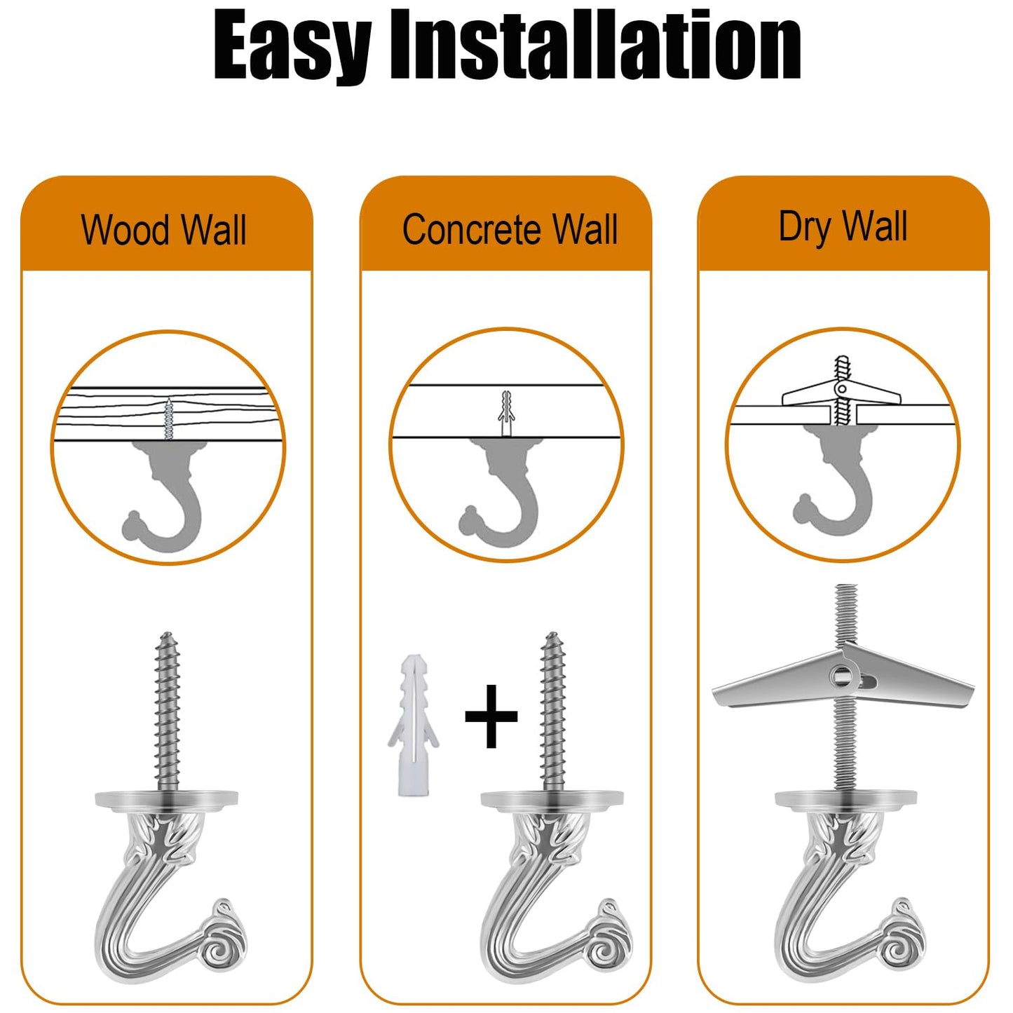 Omytie 15 Ft Heavy Duty Hanging Chain Kit with Connection Locks/Swag Ceiling Hooks for Lighting Fixture, Chandelier, Pendant, Lantern, Swag Lamp, Plant/Flower/Fruit Basket, Bird Feeder (Chrome)