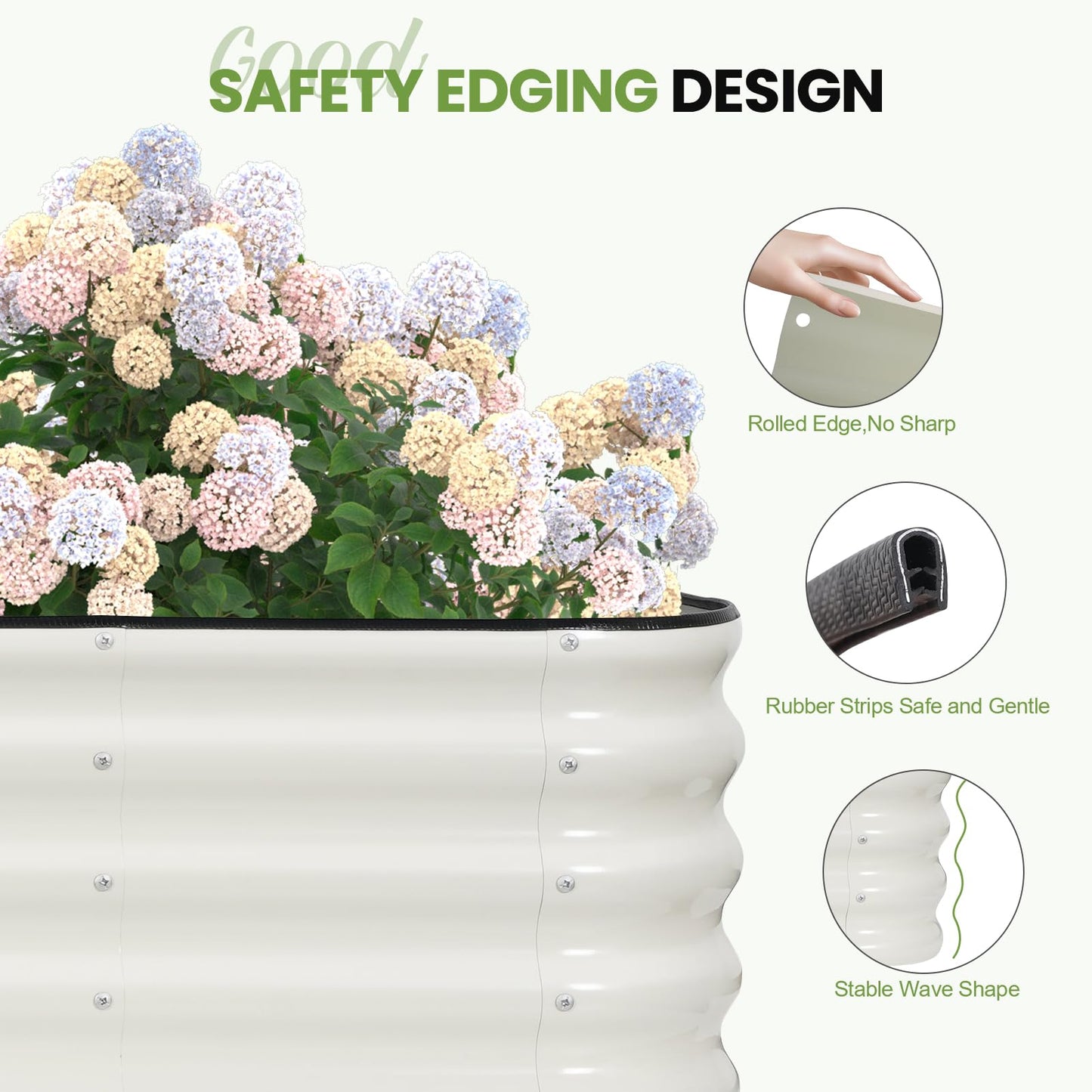 G GOOD GAIN Raised Garden Bed Kit - 5-in-1 Adjustable Galvanized Metal Planter Box with Protective Tape & Gloves & Tools | 8x3x1.4ft Outdoor Raised Bed for Gardening Vegetables, Flowers, Herbs, Green
