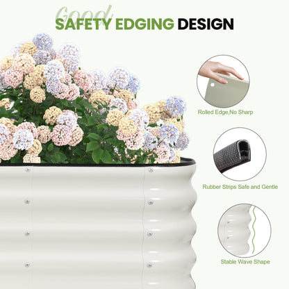 G GOOD GAIN Raised Garden Bed Kit - 5-in-1 Adjustable Galvanized Metal Planter Box with Protective Tape & Gloves & Tools | 8x3x1.4ft Outdoor Raised Bed for Gardening Vegetables, Flowers, Herbs, Green