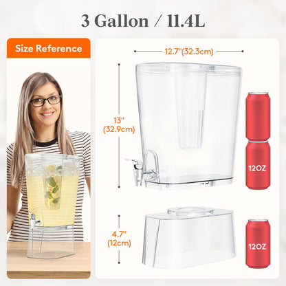 Lifewit 3 Gallon Drink Dispenser for Parties, Large Plastic Beverage Container with Fruit Infuser & Leak-Proof Spigot, BPA Free Water Pitcher for Juice/Tea/Lemonade - Ideal for Bar & Outdoor