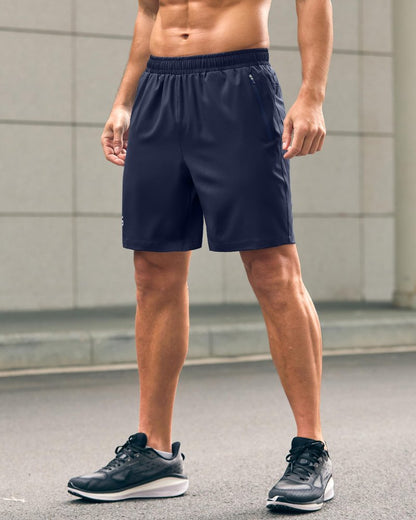 Men's Athletic Running Shorts with Zipper Pockets Quick Dry 7"/ 5"/ 9" Workout Gym Shorts for Basketball Hiking(Navy,7XS)