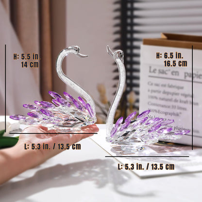 Ornalrist Set of 2 Crystal Purple Swans Figurines, Anniversary Wedding Gifts for Women, Mom, Couple, Glass Swan Collectibles Birthday Presents Keepsake for Parents Home Decor, 6.5in Gift Boxed