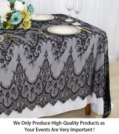 ShinyBeauty Lace Tablecloth Rectangle 60''x120'' Black Lace Party Tablecloth Rustic Floral Lace Table Cloth Vintage Lace Overlays Tea Party Tablecloth Lace Fabric Table Cover Embroidered Lace Table