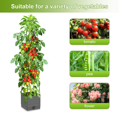 2 Pack Raised Garden Bed Tomato Planter with Trellis, 57" Tomato Cage Plant Support Planters, Self-Watering Planter for Tomatoes Climbing Plants Vegetable Vine Flowers Outdoor & Indoor