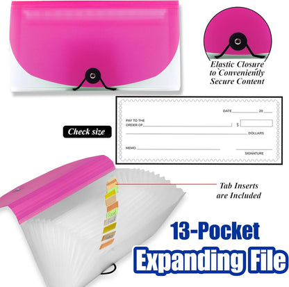 BAZIC Expanding File Folder 13 Pockets, Coupon Size Plastic File Folders w/Color Tabs Pocket, Home Office Supplies, Check Bills Receipts Organizer, 72-Packs
