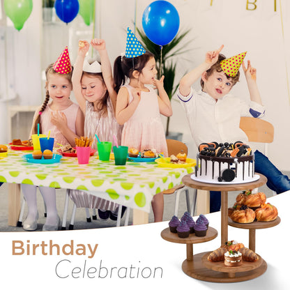 4 Tier Cupcake Stand, Cupcake Tower Stand 50 Cupcakes, Coasters Set of 4 Free, Halloween Cupcake Stand, Wooden Dessert Display for Birthday, Perfect for Tiered Cake Stand Enthusiasts