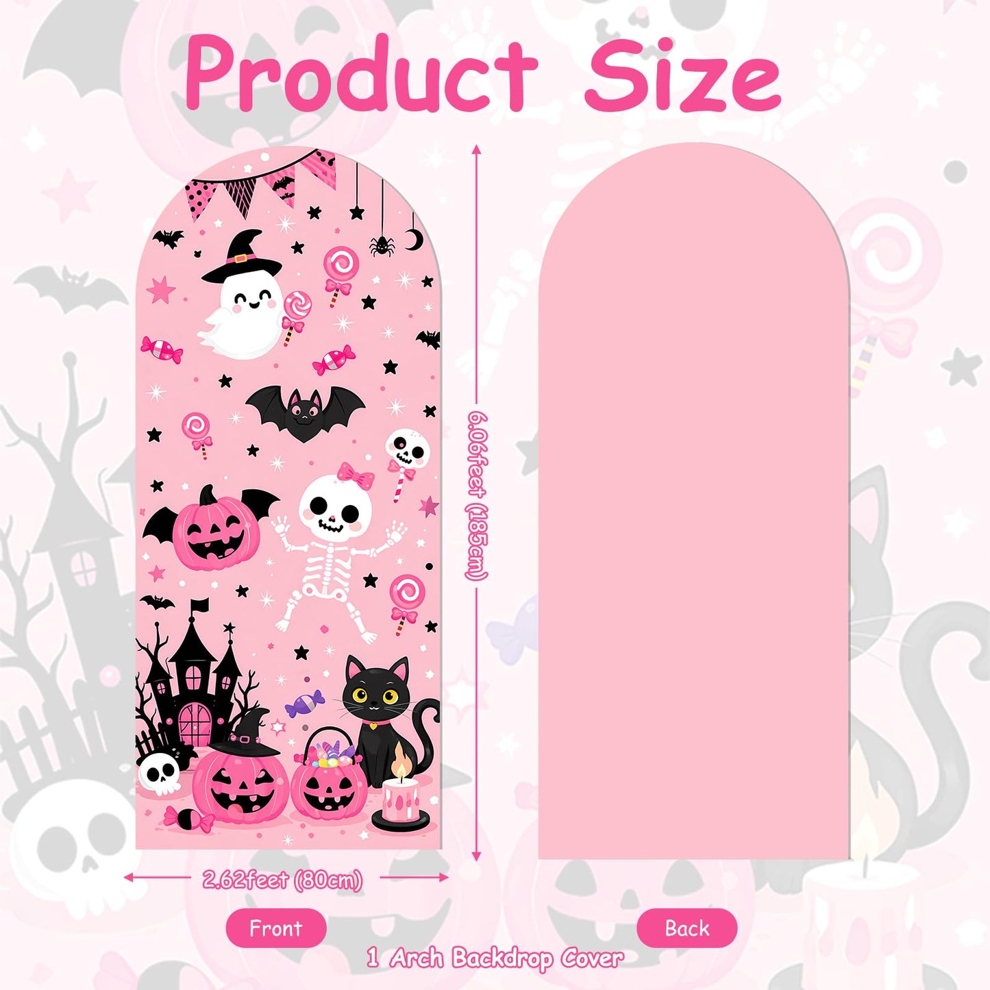 Pink Ghost Halloween Backdrop Cover, Cute Girly Spooky Ghost Background Cloth, Halloween Party Photo Booth Wall Hanging Decor Props