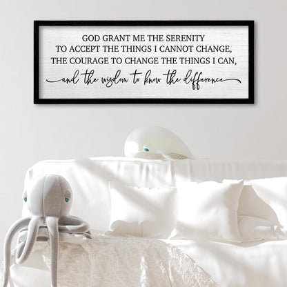 TQianJiang Serenity Prayer Wall Art Decor 24"X10" God Grant Me Sign Large Wood Framed Wall Hanging (Black)