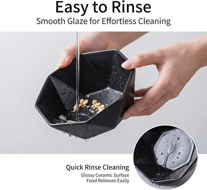 Raised Cat Bowl - Ceramic Tilted Elevated Food Bowl for Indoor Cats & Small Dogs - Shallow Wide Whisker-Friendly Design - Pet Dish Suitable for Feeding Dry, Wet, Treats & Canned Food - Black