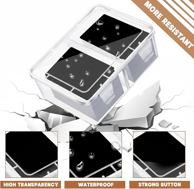 Vicenpal 300 Card Storage Box Compatible with Mtg TCG Clear Plastic Trading Card Storage Box with Removable Divider Hard Trading Deck Case for Baseball Football Game Organizer Collector(6 Pcs)