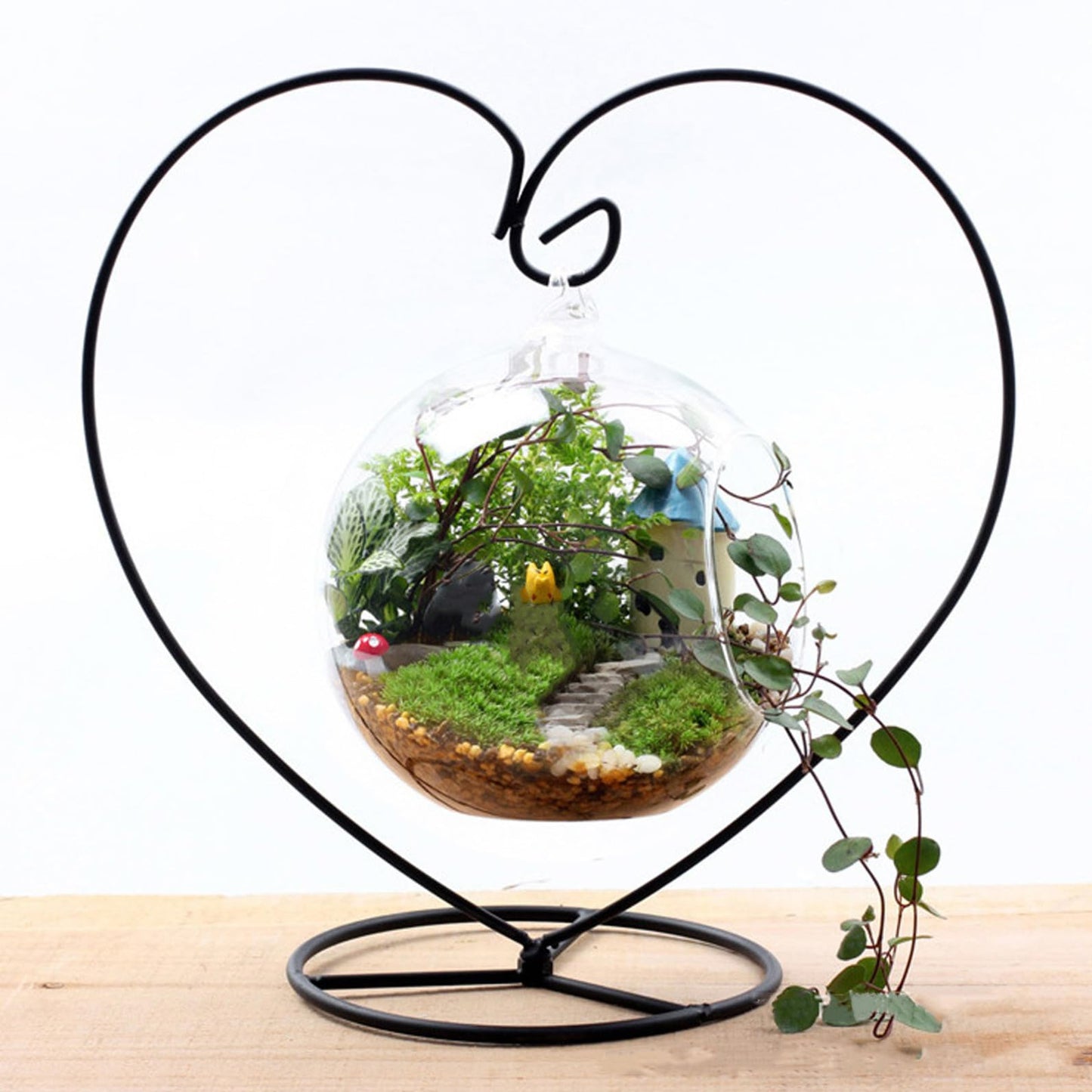 balacoo 1Set Hanging Plant Bracket Sturdy Iron Display Stand with Balls for Micro Landscape Decoration Elegant and Stable Plant Hanger for Home and Office Decor