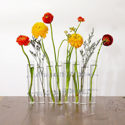 Toyvian Glass Vase for Indoor Plants Propagation Tubes Large Test Tube Flower Vase with Brush 8pcs Set Hydroponic Home Decor Terrarium Pot