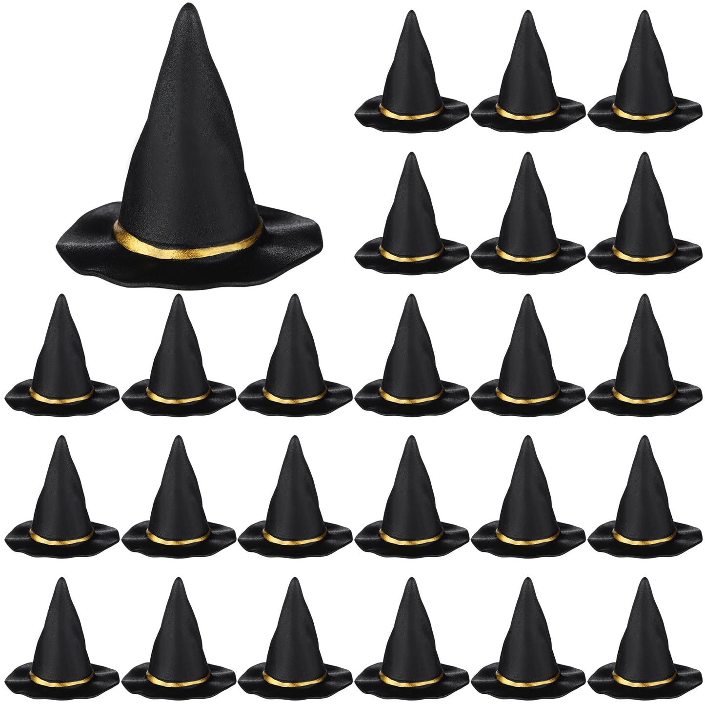Seenelling 24 Pcs Mini Witch Hats for Crafts Small Halloween Plastic Tiny Witch Hats Bulk for Halloween DIY Wizard Party (Black,3 Inch)
