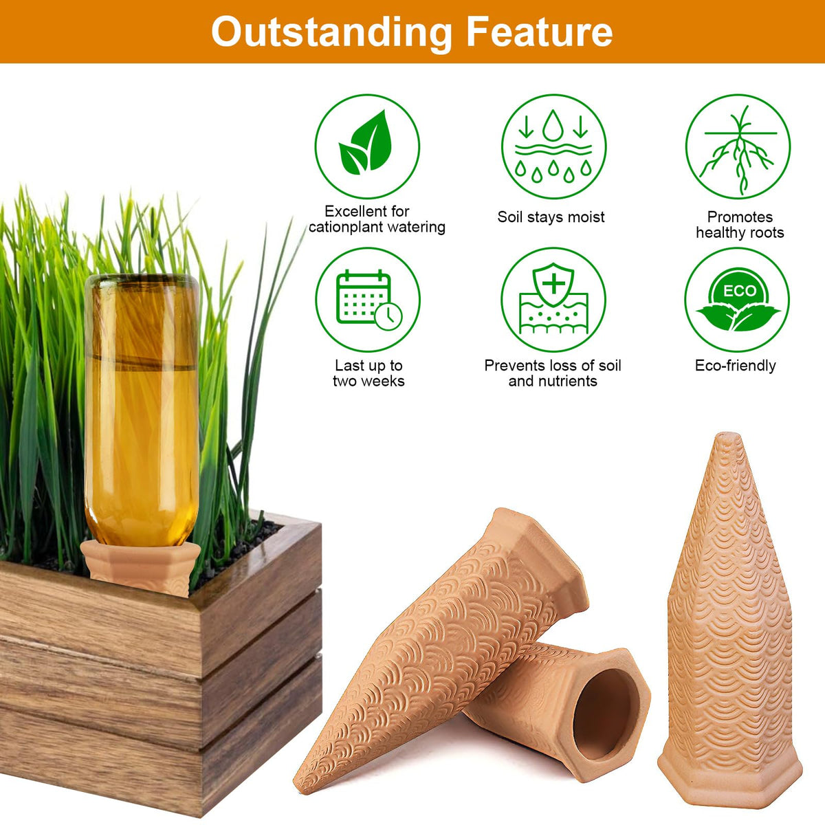 Plant Watering Spikes 12 Pack,Terracotta Plant Watering Spikes Wine Bottle Automatic Plant Waterer for Watering Indoor and Outdoor Plants While on Vacation - Plant Perfect Self-Watering Device