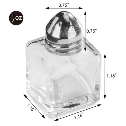 New Star Foodservice Glass Cube Mini Salt and Pepper Shaker with Stainless Steel Top, 0.5-Ounce, Set of 48