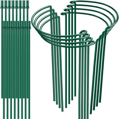 8 Pack 32 or 16 inch Adjustable Plant Support Stakes, Heavy-Duty Half Round Peony Support, Garden Plant Stakes Cage for Outdoor Plants, Peony, Tomato, Hydrangea, (16In Support +16In Extension Tubes)