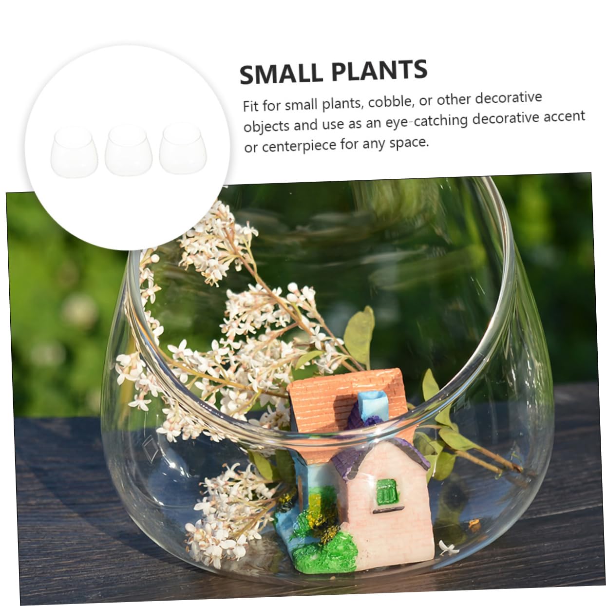 Zerodeko 3Pcs Cut Glass Bottle for Succulents Micro Landscape Terrarium Decorative Planter for Home Easy to Replace Plants Modern Style Display Container