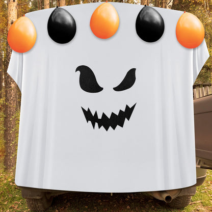 VitalCozy 5 Pcs Halloween Ghost Trunk or Treat Decoration Set DIY Ghost Face Backdrop Kit for Car Archway Trunk Exterior Halloween Outdoor Party Supplies Decor