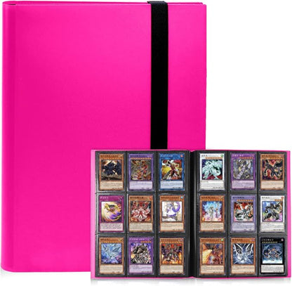 Trading Card Binder 9 Pocket, 360 Card Waterproof Folder with Side Loading Sleeves, Sturdy Card Collection Album for MTG, TCG, Game Cards & Sports Cards (1, Rose Red)