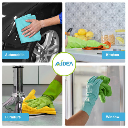 AIDEA Microfiber Cleaning Cloth 100PK, Soft Absorbent Rags, Microfiber Towels for Cars, Kitchen Towels, Dusting Cloth for Home, Window, Cleaning Supplies,12"×12"