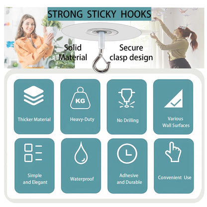 Crhexpva No Hole Adhesive Ceiling Hooks for Popcorn Concrete Textured Ceiling Unsmooth Wall Surface, No Drilling Self Adhesive Ceiling Hooks