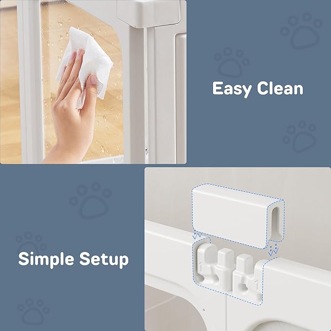 Jalove I-Shape Connectors for Dog Fence(White) Only Suitable for Jalove, Clear Acrylic Playpen Expansion Kit, 24" H/30 H Add-On Panel Buckles for Expandable Pet Play Pen Indoor