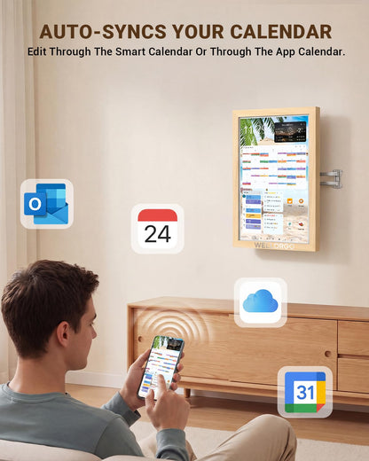 WELLORGO Digital Calendar 2026, 15.6-inch Electronic Calendar for Wall, Touch Screen Smart Digital Planner with Kids' Chores Chart/Meal Plan/Streaming Services/Photo Display, Remote Control Supported