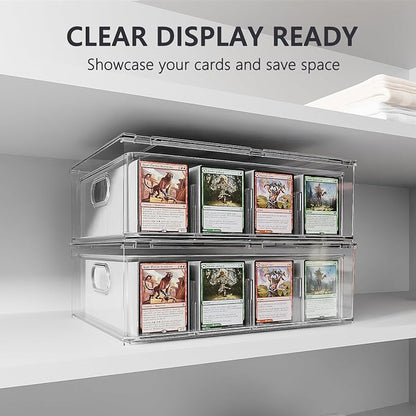 Trading Card Storage Box – Clear Large Card Organizer Holds 12000 Cards with Foam Inserts Blocks – Display Case for TCG & Sports Cards(4-Pack)