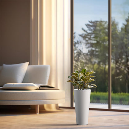 Kante Tall Concrete Planter (Set of 2), 15.8 Inch Height Large Flower Pot for Indoor Outdoor Plants, Suitable for Home, Patio, Garden, Porch, White