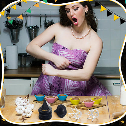 Cutecrop 48 Pack Witch Hat and Crown Cake Topper Bad Witch Birthday Party Decorations Mini Wizard Hats Silver Crown Cupcake Toppers Decor Princess Cake Accessories for Birthday Party Supplies Crafts