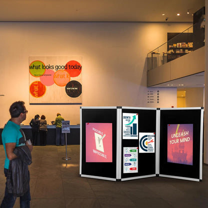 Sherr 3 Panel Trade Show Presentation Board, 72 x 35.3 inches Tri Fold Display Board, Black Single Sided Tabletop Display, Folding Panel for Trade Show Table Top