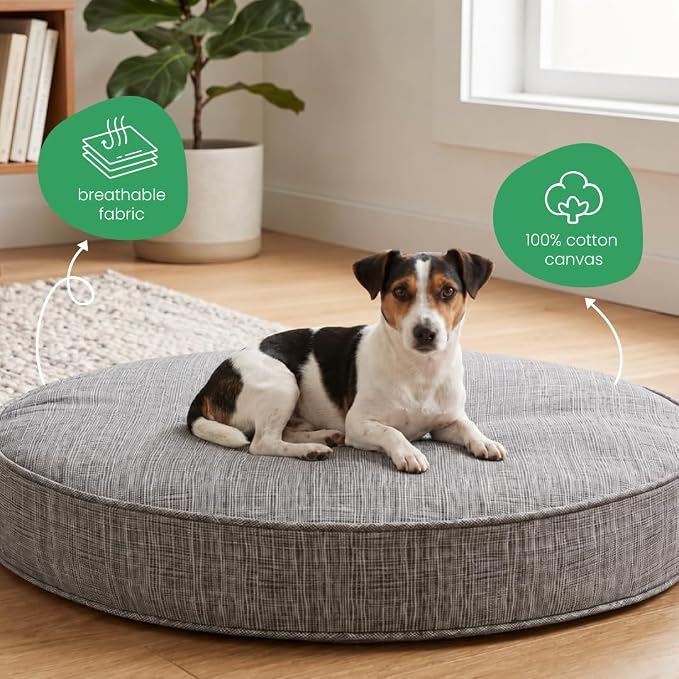 Molly Mutt River Dog Bed Duvet Cover, 100% Cotton Canvas Cover for Dog, Puppy, or Cat Bed, Durable, Washable, and Free of Harmful Chemicals, Round, 36"x5"
