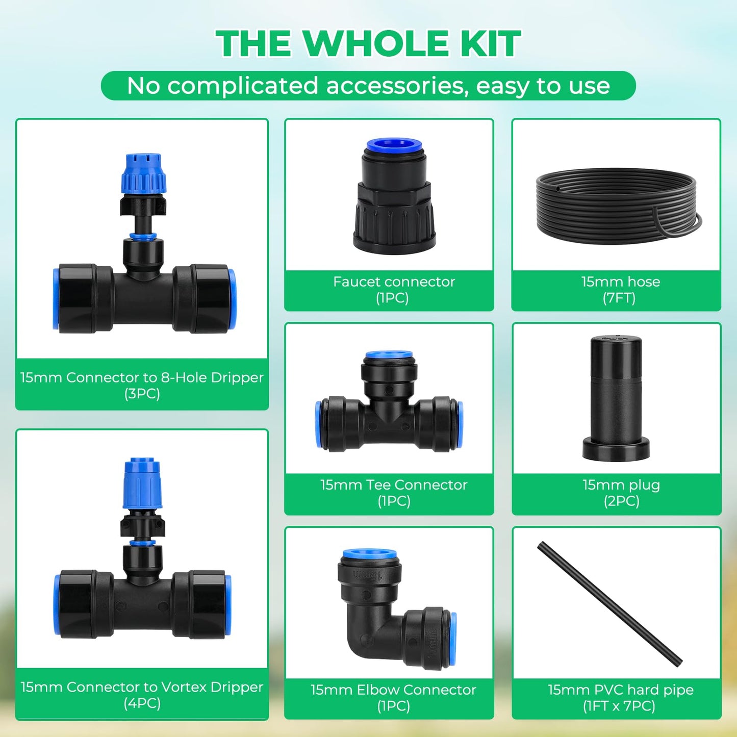 HIRALIY Raised Bed Drip Irrigation Kit Small, DIY Garden Grid Watering System, Garden Irrigation System, for Raised Beds up to 2 x 8FT