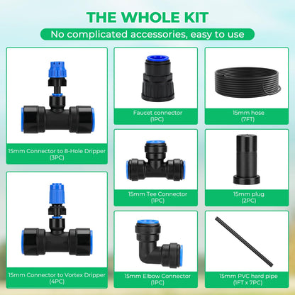 HIRALIY Raised Bed Drip Irrigation Kit Small, DIY Garden Grid Watering System, Garden Irrigation System, for Raised Beds up to 2 x 8FT