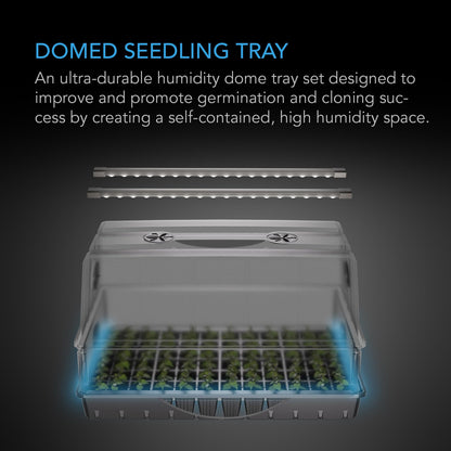 AC Infinity Heavy-Duty Large Humidity Dome w/Full Spectrum LED Grow Light Bars, Samsung LM301H EVO Diodes, 3mm Thickest Dome and 6x12 Trays, Vent Extension Panels, for Seed Starting and Propagation