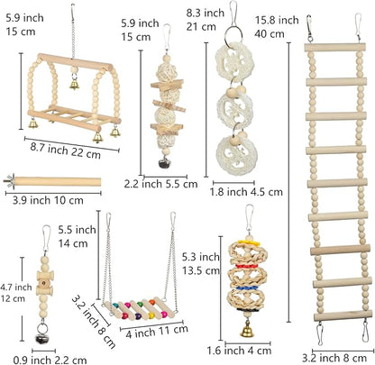 Bird Parrot Swing Toys Chewing Standing Hanging Perch Hammock Climbing Ladder for Cockatiel Parakeet