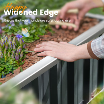 KING BIRD Raised Garden Bed 68" x 36" x 12" (2 Packs) Galvanized Steel Metal Outdoor Planter Kit Box for Vegetables, Flowers, Fruits, and Herbs, Dark Grey
