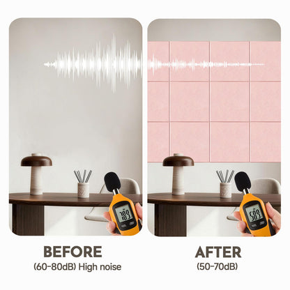 MISSDAY Pink Acoustic Wall Panel Felt Bulletin Board 48" x 36" Cork Board for Wall, 12-Pack Boards with 72 Removable Adhesive Tabs, 50 Pins, Pin Board for Home Office Classroom Soundproof Wall Tile