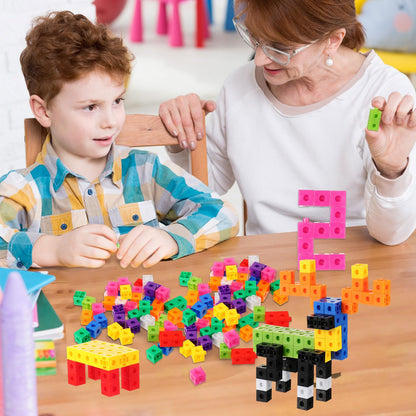 Jenaai 1000 Pieces Linking Counting Cubes, Plastic Counting Blocks, Colorful Math Cubes, Math Manipulatives Classroom Learning Supplies for Preschool Activities Boys Girls(Classic Style)