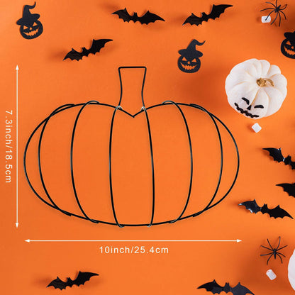 Hotop 7 Pcs 10 x 7.3 Inches Thanksgiving Pumpkin Shaped Metal Wreath Form Fall Wire Floral Frame Halloween 3D Pumpkin Wreath Indoor Outdoor Garden Porch Kitchen DIY Craft Decorations
