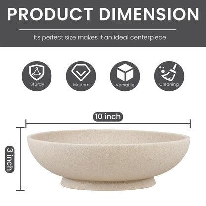 L'ARL GMVOI Large Decorative Bowl,Modern Fruit Bowl for Kitchen Counter,Handicraft Decorative Bowls for Home Decor,Stylish Key Bowl for Entry Table - Artificial Stone Beige