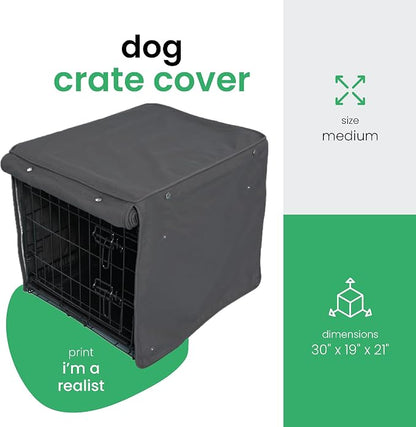 Molly Mutt I'm a Realist Dog Crate Cover, 100% Cotton Canvas Cover with 2 Roll-Up Panels, Ideal for Dog or Cat Crate, Durable, Washable, and Free of Harmful Chemicals, 30" x 19" x 21"