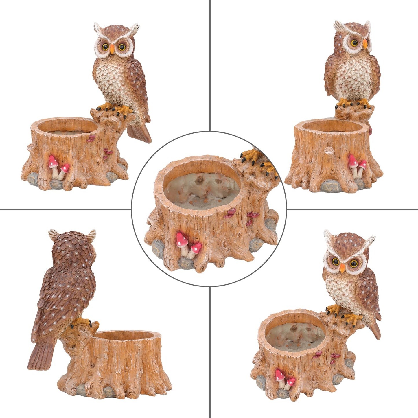 Cute Owl Succulent Plant Pot - Durable Resin Animal Planter with Drainage Hole, Decorative Flower Vase for Indoor Outdoor Desktop Garden, Unique Owl Gifts for Bird Lovers, Cactus Pot for Home Office