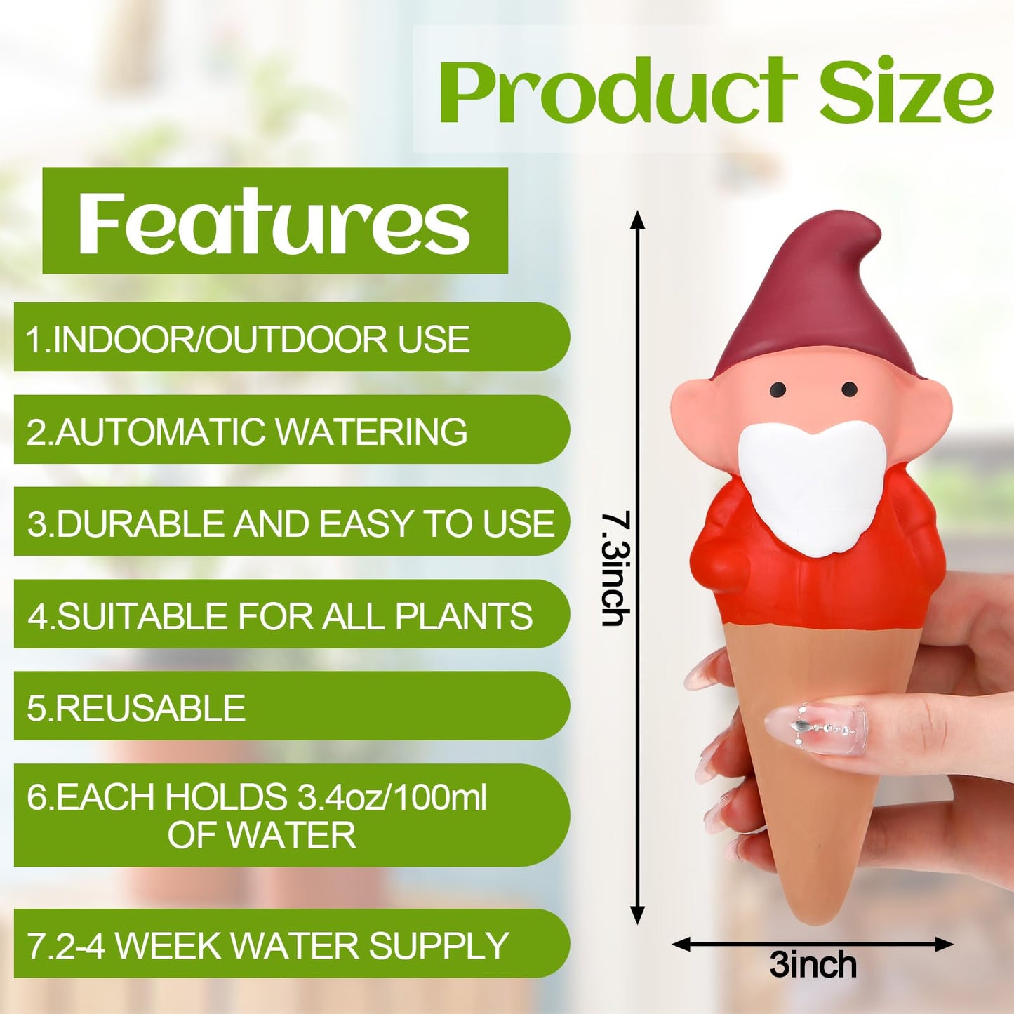Teenyyou 7 Pcs Terracotta Self Watering Spikes Gnomes Auto Water Planter Insert Small Watering Globes Slow Vacation Garden Waterer Cute Devices for Indoor Outdoor House Plant Accessories